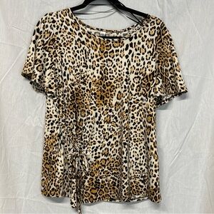 NY Collection Leopard Print Short Sleeve Top